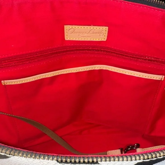 Dooney & Bourke Chevron Tote - Black and White with Tan Leather Trim - Picture 10 of 13